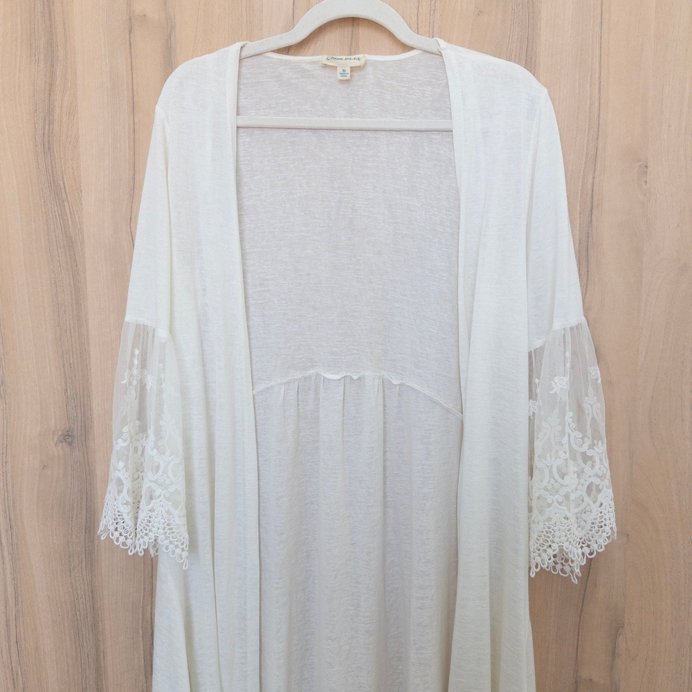 Cotton Bleu Lace Cardigan Medium‎ White Boho Coastal Festival Cottage Fairy - Picture 2 of 8